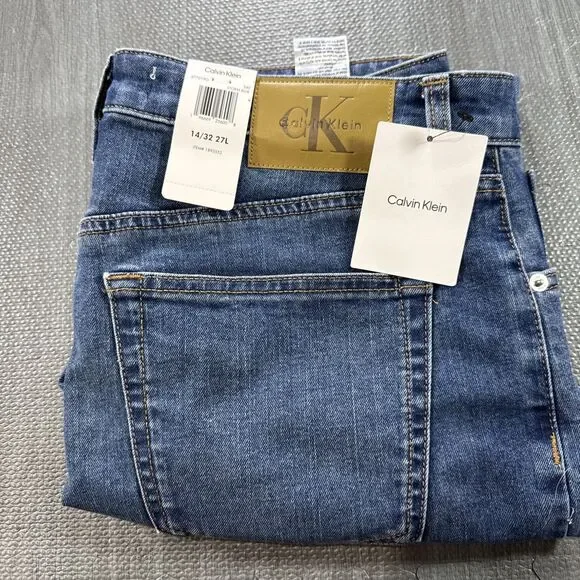 Calvin Klein High Rise Skinny Jeans 14/32 Inseam 27” Dark Blue Storm Blue NWT - Picture 3 of 5